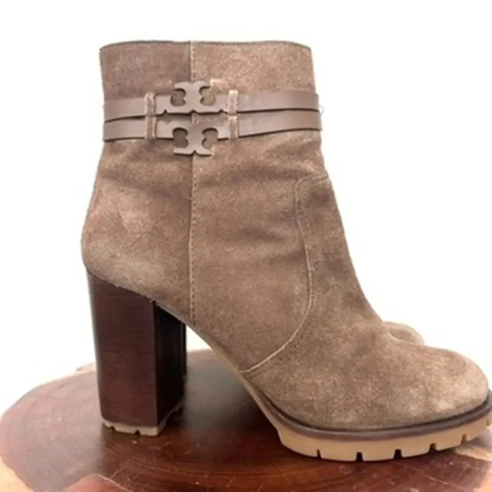 Tory Burch Leigh Suede Lug Sole Boots in River Rock, Size 8.5 NWOT‎